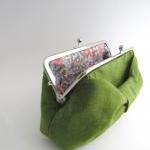 Frame Clutch With Bow- Green Tea Linen