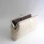 Frame Clutch With Bow- Ivory Damask