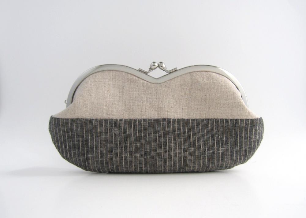 Frame Sunglasses Case -gray And Natural Linen